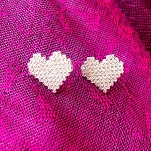925 Sterling silver checkered heart earrings